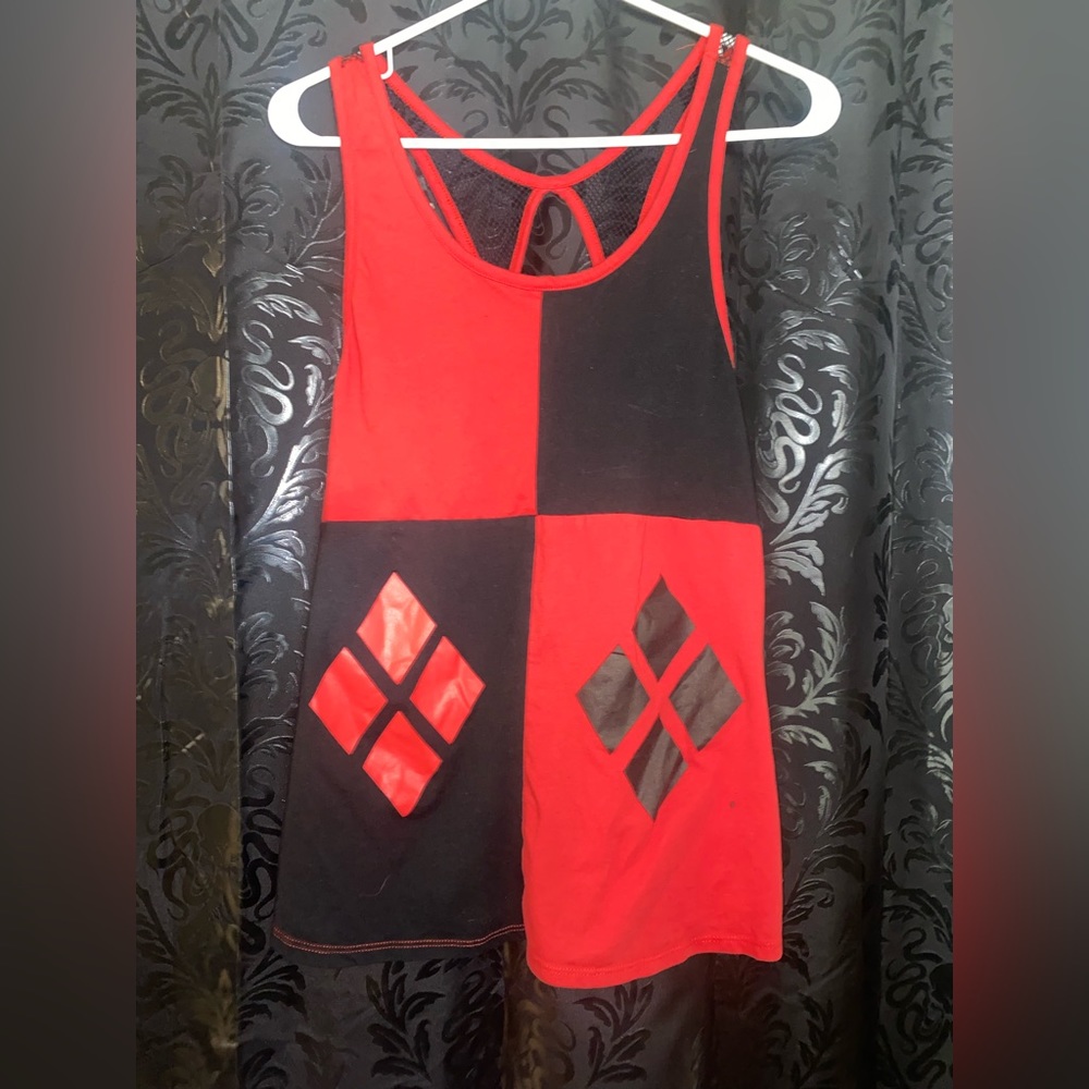 Harley Quinn Mesh back diamond ♦️ pattern back Tank Top Size X-Large